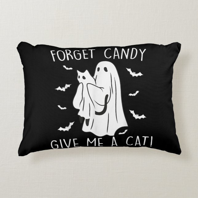 Cojín Decorativo Famoso Gato Halloween Fantasma Olvidar Candy Darme (Anverso)