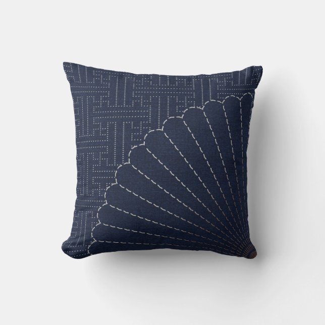 Cojín Decorativo Fan japonesa del sashiko (Anverso)