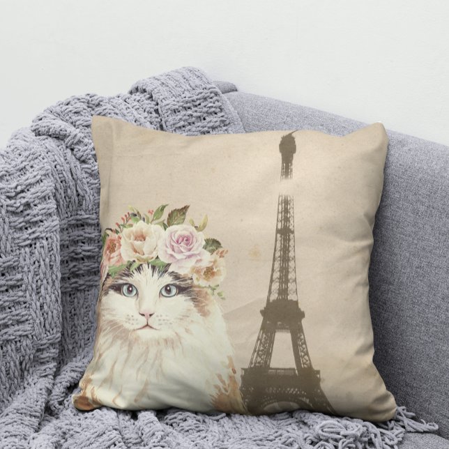 Cojín Decorativo Fancy Cat & Eiffel Tower (Subido por el creador)