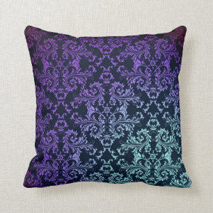 Cojín Decorativo FAncy Damask Verde azulado Blue Purple Black