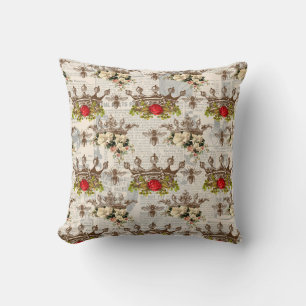 Cojín Decorativo Fancy Vintage Abejas y Coronas