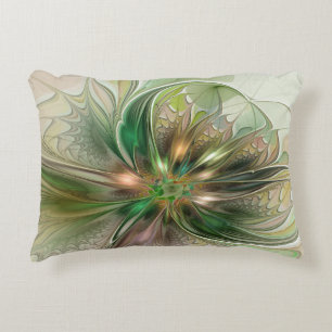 Cojín Decorativo Fantasía abstracta moderna y colorida Flor fractal