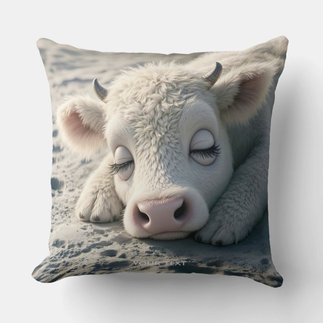 Cojín Decorativo Fantasía: Bebé, vaca, dormido (Anverso)