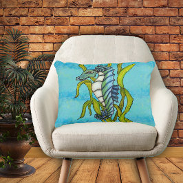 Cojín Decorativo Fantasía Blue Sea Dragon Seahorse Seaweed