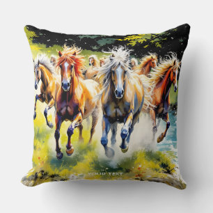 Cojín Decorativo Fantasía Caballos salvajes en manada