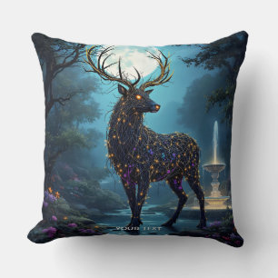 Cojín Decorativo Fantasía Ciervo Luna Lindo Noche