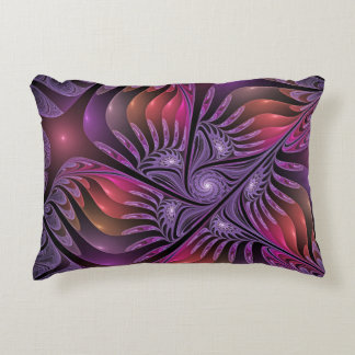 Cojín Decorativo Fantasía colorida Resumen Trippy Purple Fractal