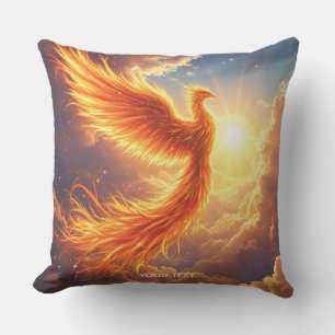 Cojín Decorativo Fantasía Cute Flaming Phoenix Rises