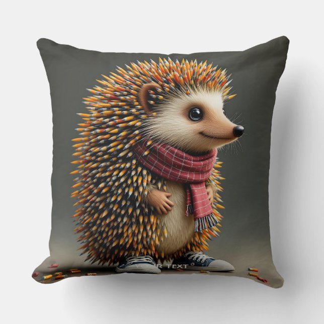 Cojín Decorativo Fantasía Cute Hedgehog Agujas negras (Anverso)