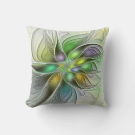 Cojín Decorativo Fantasia de Flor Colorida Moderna Abstracta Fracta
