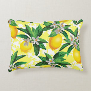 Cojín Decorativo Fantasía de limón: Patrón floral creativo