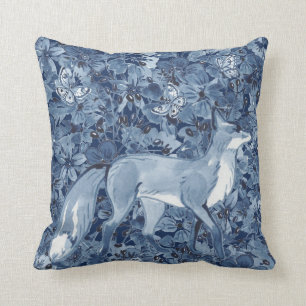 Cojín Decorativo Fantasía de mariposa floral de la Marina Blue Fox