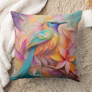 Cojín Decorativo Fantasia de pájaro cantor de garganta violeta