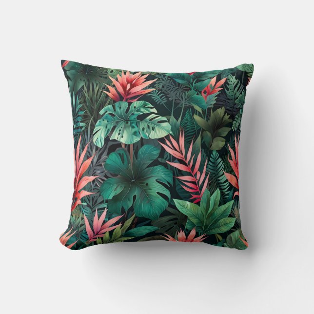 Cojín Decorativo Fantasía de selva tropical (Anverso)