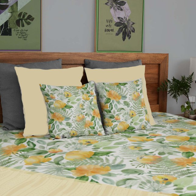 Cojín Decorativo Fantasía Fern y limón floral (lemon-y fern floral pillows to match your duvet)