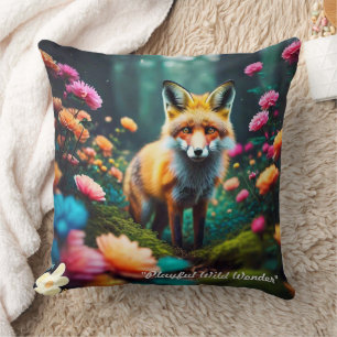 Cojín Decorativo "Fantasía Floral con Zorro"
