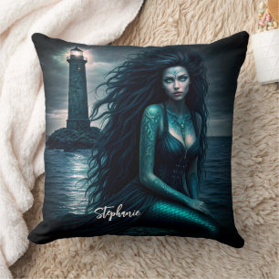 Cojín Decorativo Fantasía Hermosa Faro de sirena Gothic Mermaid