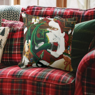 Cojín Decorativo Fantasía Mágica de Navidad Dragón de Santa Calidez