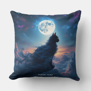 Cojín Decorativo Fantasía nubes de la luna del gato lindo