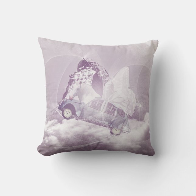 Cojín Decorativo Fantasía rosa Volando Caballo Carne Mariposa Ala d (Anverso)