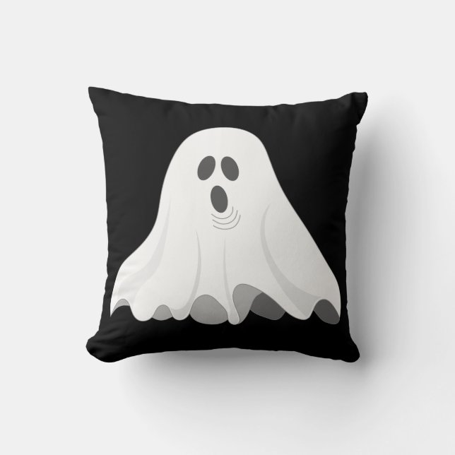 Cojín Decorativo Fantasma blanco y negro de Halloween (Anverso)