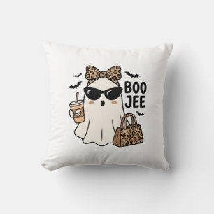 Cojín Decorativo Fantasma Boo Jee Halloween Leopardo Lazo Diseño Ve