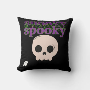 Cojín Decorativo Fantasma Cráneo Y Fantasma Feliz Halloween
