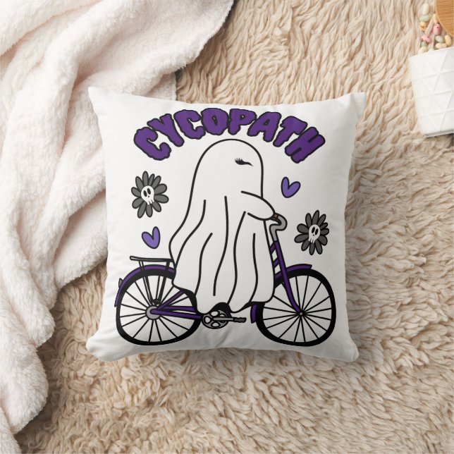 Cojín Decorativo Fantasma de Cycopath Halloween en bicicleta morada (Manta)