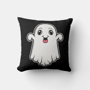Cojín Decorativo Fantasma De Dibujos Animados Feliz Y Bonito En Neg