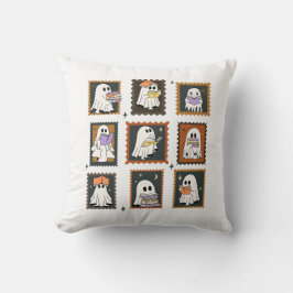 Cojín Decorativo Fantasma de gusanos de biblioteca vintage Hallowee