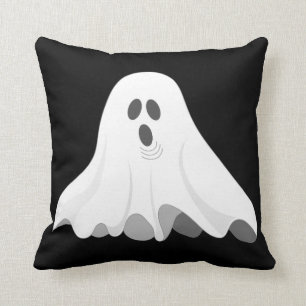 Cojín Decorativo Fantasma de Halloween en blanco y negro