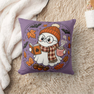 Cojín Decorativo Fantasma de Halloween Otoño Adorable con Chocolate