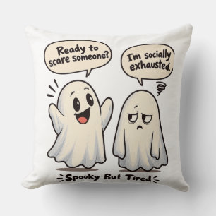 Cojín Decorativo Fantasma divertido cansado Halloween introvertido