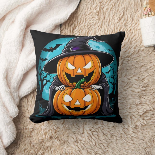 Cojín Decorativo Fantasma espeluznante de Halloween con calabazas e (Manta)
