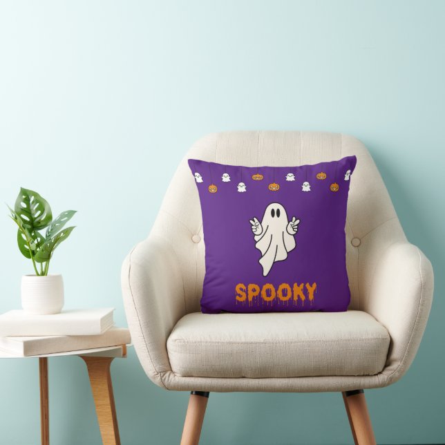 Cojín Decorativo Fantasma Fantasma Jack-O' Linternas Halloween mora (Silla)