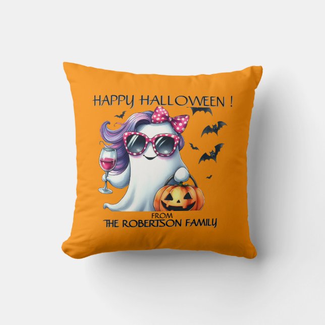 Cojín Decorativo Fantasma femenino espeluznante Halloween  (Anverso)