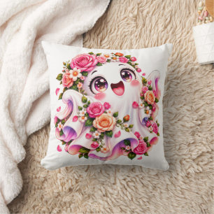 Cojín Decorativo Fantasma Floral Adorable Rosas Rosadas