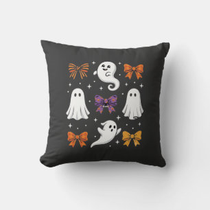 Cojín Decorativo Fantasma Lindo con Lazos Diseño de Halloween_1