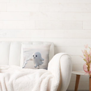 Cojín Decorativo Fantasma Lindo Corriendo en una Playa