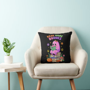 Cojín Decorativo Fantasma lindo "Leer más libros" Funny Halloween