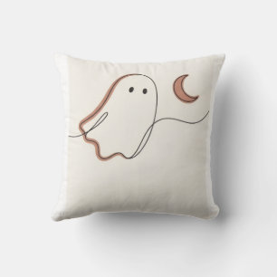 Cojín Decorativo Fantasma minimalista y luna creciente de Halloween