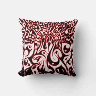 Cojín Decorativo Fantasma psicodélico - Blanco negro y rojo