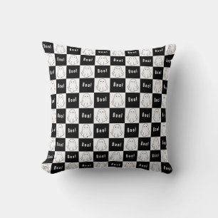 Cojín Decorativo Fantasma retro en blanco y negro