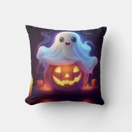 Cojín Decorativo Fantasma y calabaza Feliz Halloween