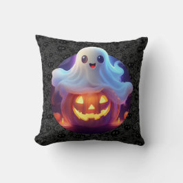 Cojín Decorativo Fantasma y calabaza Feliz Halloween