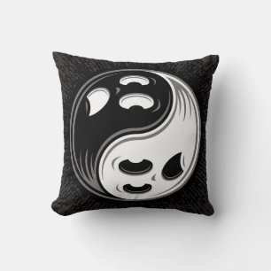 Cojín Decorativo Fantasma Yin Yang Negro y Blanco