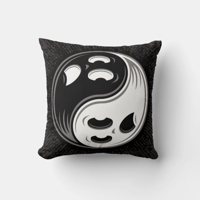Cojín Decorativo Fantasma Yin Yang Negro y Blanco (Anverso)