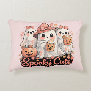 Cojín Decorativo Fantasmagóricos fantasmas rosados y calabaza de Ha