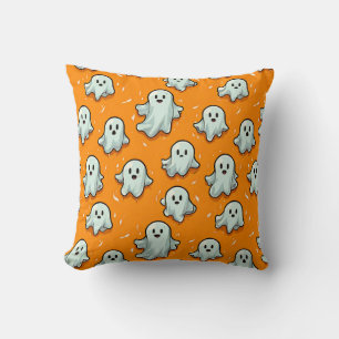 Cojín Decorativo Fantasmas al estilo kawaii en Naranja