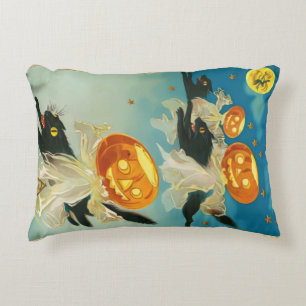 Cojín Decorativo Fantasmas de calabaza de Halloween y gatos negros
